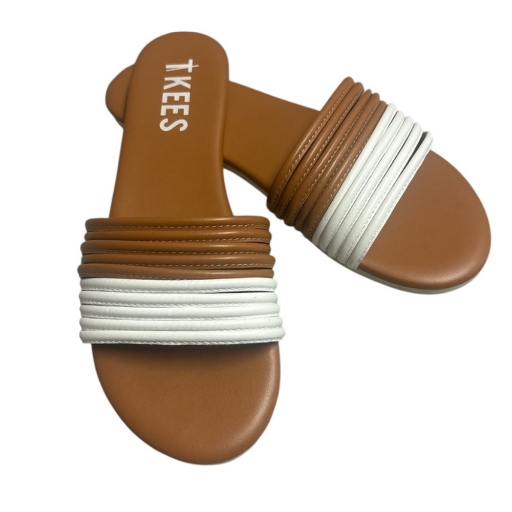 TKEES Lucas Women's Brown and White Sandals